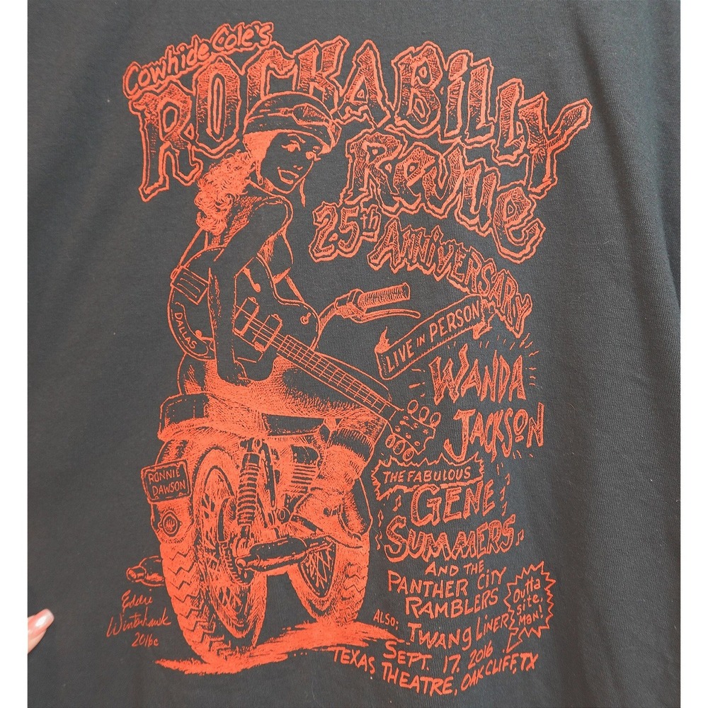 Biker T-shirt Size XL Rockabilly Revue KNON Texas Radio Station DJ Cowhide Cole‎
